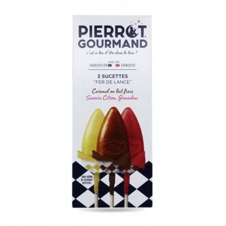 ÉTUI DE 3 SUCETTES CARAMEL ET FRUITS 39g