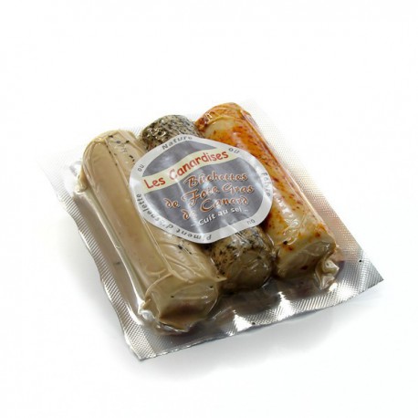 Rouleaux de foie gras entier cuits au sel (Piment, nature, poivre) 150 g